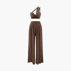 Details
		
			Occasion
			Casual
		
		
			Category
			Sets
		
		
			Composition
			95% Polyester, 5% Elastane
		
		
			Sheer
			Not Sheer
		
	


Size & Fit



Measured in size S



Length:5.1"



Bust:26.8"



Waist:25.2"



Fit:Fitted




Stretch:Low Stretch Palazzo Pants And Crop Top, Cute Brown Pants, Two Piece Palazzo, Brown Two Piece, High Waisted Palazzo Pants, Y2k Summer Outfits, Neon Dresses, Brown Crop Top, Wide Leg Palazzo Pants