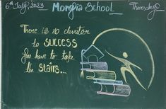 there is no elevator to success you have to take the stairs chalk drawing on blackboard