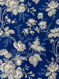 a blue and white floral print fabric