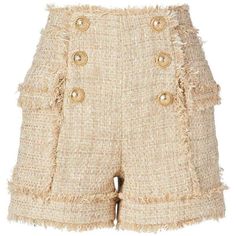 Tweed High-Waisted Shorts Balmain Tweed, Chanel Shorts, That Girl, Feather Gown, Tweed Outfit, Theatrical Romantic, Womens High Waisted Shorts, Tweed Shorts, House Remodel