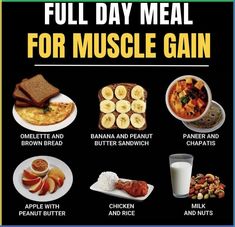 Fuel your muscle-building journey with the right meals! Start your day with a high-protein breakfast like scrambled eggs, oatmeal, and a side of fruit. For lunch, opt for grilled chicken or tofu with quinoa and steamed veggies. Snack on Greek yogurt, nuts, or a protein shake to keep your energy up. Dinner should be a balanced mix of lean protein like salmon or turkey, complex carbs like sweet potatoes, and a leafy green salad. Don’t forget a pre-bed snack, like cottage cheese, to sustain muscle recovery overnight. Consistency is key—eat right, train hard, and watch your muscles grow!  #MuscleGain #HighProteinDiet #FitnessGoals #HealthyEating #MealPrep #CleanEating #Gains #FitnessNutrition #Bodybuilding #MuscleBuilding #ProteinPower #HealthyLiving #Stre Resting Metabolic Rate, Calorie Cycling, Bodybuilding Meal Plan, Chicken Milk, Leafy Green Salads, Bodybuilding Recipes, Muscle Gain, High Protein Breakfast