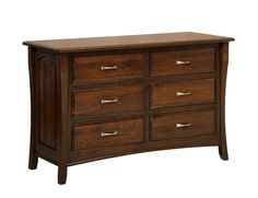 a wooden dresser with many drawers on it's sides and an open drawer in the middle