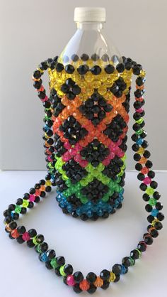 a bottle that has some beads on it