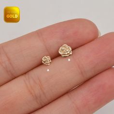 Metal: 14k solid gold, Available Gold color: Yellow gold  Guaranteed Authentic: 14k Solid Gold，Not Gold Plated or Gold Filled Thickness:0.82mm (20G) Stamp:14k ★Every ear is different, the length of backings that most suitable for your ear will depend on your ear thickness ★Titanium is a very safe metal, so we don't plate it, in order to avoid some people are allergic to the plating material. NOTE The item combined by 14k solid gold and implant grade titanium push in back,  packed in a beautiful Jewelry Box   SHIPPING ADDRESS All the orders will ship to the supplied address through your Etsy Order, Please leave your phone number,will give to carrier for safe deliver. We will not send and replacement parcels due to incomplete or inaccurate address.  PACKING ●Can be Gift packed including Jewe 14k Rose Gold Flower Earrings, Rose Gold Flower Earrings In 14k Gold, Delicate Gold Cartilage Earrings, Rose Gold 14k Gold Flower Earrings, 14k Yellow Gold Cartilage Earrings For Gift, Dainty 14k Gold Cartilage Earrings For Gift, 14k Yellow Gold Cartilage Earrings, Dainty 14k Gold Cartilage Earrings As Gift, Minimalist 14k Gold Jewelry With Flower Shape