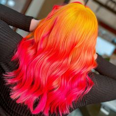 Reverse Sunset Hair, Sunset Ombre Hair, Gradient Hair Color, Sunrise Hair, Fantasy Hair Color, Nejire Hado