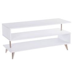 a white shelf with two shelves on each side