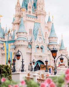 the castle is pink and blue in color