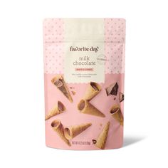 favoite day milk chocolate ice cream cones in a pink pouch on a white background