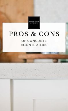 a white counter top with a sign that says pros and cons