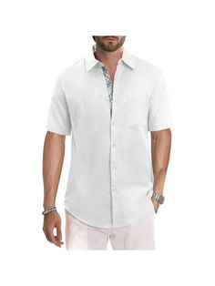 Fabric: 65%Polyester, 35%Cotton, soft and comfortable. You May Wear The Shirts As Dress Shirts Or As Casual Shirts, All Up To Your Personal Like.Design: Stylish casual short sleeve stripes button down shirt. This wardrobe-essential shirt features an easy, flattering fit. Perfect gifts for your boyfriend, son, husband, and yourself.Occasion: cruise, resort, office, work out, casual wear, outdoor, beach vacation, perfect to match with jeans or pants.Garment Care: Machine Wash Cold, Air Dry, Do Not Solid Button-up Beach Shirt, White Nautical Style Short Sleeve T-shirt, Cheap Nautical Style Short Sleeve T-shirt, White Nautical Short Sleeve T-shirt, Essential Shirt, Nautical Short Sleeve T-shirt For Sailing, Boyfriend Style, Outdoor Men, Gifts For Your Boyfriend