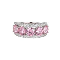 Bella Luce® pink and white diamond simulants 8.04ctw round, platinum over sterling silver ring. Measures approximately 0.94" L x 0.19" W and is not sizable. Pink Cubic Zirconia Diamond Ring, Round Cut, Pink Cubic Zirconia Diamond Ring Round Cut, Pink Diamond Ring With Pave Setting For Gift, Pink Cubic Zirconia Diamond Ring, Pink Diamond Ring With Pave Setting As Gift, Pink Cubic Zirconia Diamond Ring In Fine Jewelry Style, Pink Diamond Ring With Round Band In Fine Jewelry, Pink Diamond Ring With Round Band, Pink Diamond Round Band Jewelry