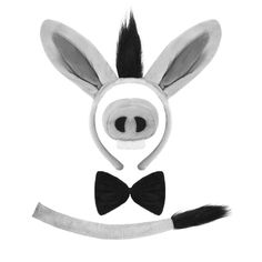 a black and white photo of a pig with a bow tie on it's head