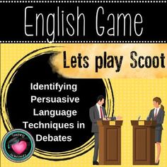 an english game with two people sitting at desks and the words let's play scott