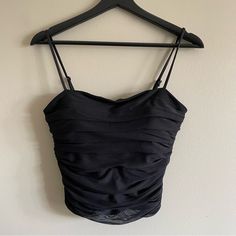 Express Ruched Tank Nwt Black Tops With Ruched Back For Summer, Summer Evening Top With Ruched Bodice, Summer Evening Tops With Ruched Bodice, Black Ruched Tops For Evening, Boho Lounge, Linen Crop Top, Racerback Top, Sequin Tank, Lace Babydoll