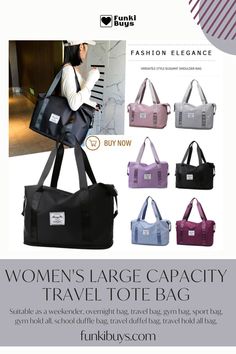 Trendy Gym Bag For Travel, Large Capacity Tote Bags For Outdoor Activities, Large Capacity Rectangular Travel Accessories, High-capacity Shoulder Bag For Travel, Packable Travel Bag For Daily Use, Backpack Gym Bag For Travel, Functional Bags For Weekend Trips, Nylon Travel Bag For Outdoor Activities, Large Capacity Multifunctional Bag For Weekend Trips