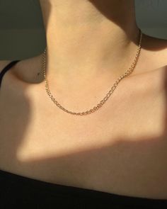 "✿Sold individually  ✿ Material: 14K US Gold-Filled Chain  ✿ Size: Approx. length 16 inches (40cm) Width 0.11inch (2.7mm) ✿ Tarnish resistant, hypoallergenic, safe for sensitive skin ✿ G I F T  If you want to package in a ready-to-gift kraft jewelry box (FREE) and add a gift note, just \"mark as gift\" and leave a gift note in the message box at checkout. ✿ S H I P P I N G All pieces listed in my shop will be ship within 3 business via USPS. ✿ S A T I S F A C T I O N   G U A R A N T E E D Our go Gold Charm Necklaces With Delicate Chain, Gold Charm Necklace With Delicate Chain, Delicate Oval Link Chain Necklace, Dainty Oval Link Rolo Chain Necklace, Dainty Gold Chain Necklace With Oval Pendant, Dainty Gold Chain Necklace For Jewelry Making, Delicate Oval Necklace With Adjustable Chain, Oval Link Rolo Chain Necklace As Gift, Oval Figaro Chain Necklace As A Gift