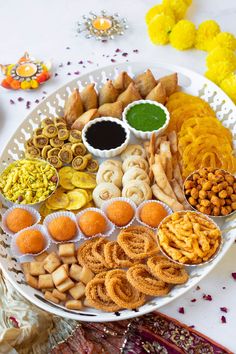 a platter filled with different types of snacks