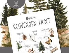 the nature scavenger hunt poster is shown