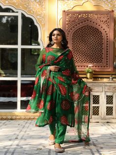 Minal Green Bandhej Georgette Kurta Set (Set of 4) By Gulabo Jaipur now available at Trendroots Bandhani Kurti Designs Cotton, Bandhani Kurti Designs, Kurti Designs Cotton, Gulabo Jaipur, Cotton Palazzo Pants, Bandhej Print, Rajdeep Ranawat, Punit Balana, Georgette Kurta