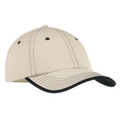 Port Authority Adult Unisex Regular Plain Cap Stone/Black One Size Fits AllACTIVE Color: Beige. Headwear Fashion, Plain Caps, Cap Fashion, Port Authority, Baseball Caps Mens, Bold Stripes, Black Stone, Contrast Stitch, Hook And Loop