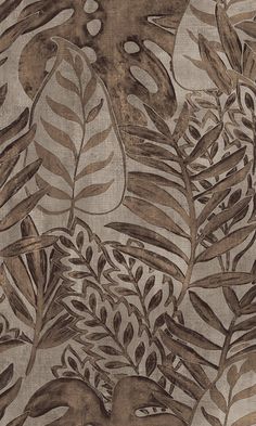 an image of a brown and white wallpaper with leaves on it's surface