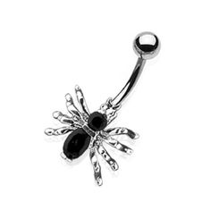 PRICES MAY VARY. STLYE: CZ Crystal Spider Belly Button Ring MATERIAL: 316L stainless steel and cubic zirconia crystals GAUGE/BAR THICKNESS: 14GA (1.6mm) BARBELL LENGTH: 3/8" (10mm) AVAILABLE IN: clear or black Crystal Gauges, Crystal Spider, Belly Button Piercing Jewelry, Button Piercing, Body Jewelry Piercing, Belly Button Ring, Belly Button Piercing, Black Clothing, Button Ring