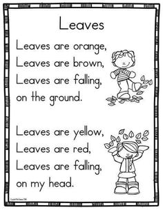 the poem leaves are orange, leaves are brown and leaves are falling on the ground