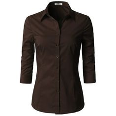 Doublju Women's 3/4 Sleeve Slim Fit Button Down Dress Shirt with Plus Size FEEL SUPER COMFY Doublju Women's Casual and Stylish Button Down Shirt is high quality! SUPERIOR QUALITY FABRIC and Soft, comfortable and stylish specializing in the design. This Premium Plus Size Button Down Dress Shirt is comfortable to wear and trendy. VERSATILE Button Down Dress Shirt This Button Down Dress Shirt is made with lightweight and soft material. Simply design Shirts which is basic and stylish. Button Down Dr Cheap Black Semi-formal Shirt, Cheap Slim Fit Business Dress Shirt, Black 3/4 Sleeve Shirt, Business Casual Blouse, Slim Fit Dress Shirts, Fitted Blouses, Basic Long Sleeve, Womens Basic, Button Down Collar