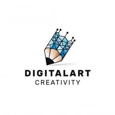 the logo for digital art creativity, which is designed to look like an abstract pencil