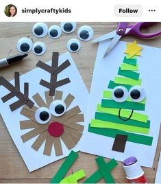 paper plate christmas tree craft for kids to make with construction paper and scissors on the table