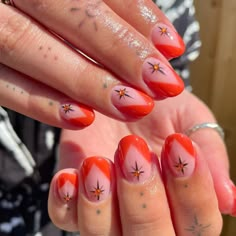 Orange French Tip Nails, Orange French Tip, Burn Orange, Retro Nails, French Tip Nail Designs, Minimalist Nails, Manicure Y Pedicure, Fire Nails, Dream Nails