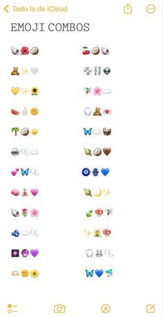 the emoji combos app is shown in yellow and white, with different emoj