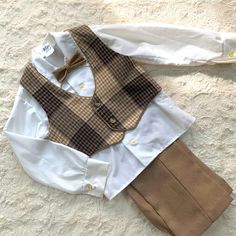 Beautiful Nwot Vintage Boys Suite With Cute Checkered Vest And Clip On Bow Tie And Matching Pants. Pants Elastic Waist 18 Inches 14 Inch Inseam Shirt 12 Inches Armpit To Armpit Checkered Vest 12 Inches Armpit To Armpit 1950s Fashion Boys, Checkered Vest, Checker Vest, Clip On Bow Tie, Vest And Bow Tie, Boys Vest, Pants Elastic Waist, Bow Tie Set, Vintage Boys