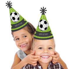 Everyone will be ready to celebrate with the guest of honor when wearing a custom GOAAAL! - Soccer party hat. This set of 8 party hats is a great addition to your event and is sure to get everyone smiling – especially the guest of honor! Each GOAAAL! - Soccer Cone Birthday Party Hat perfectly themed and has a festive star at the top. Be sure to have your camera ready because these GOAAAL! - Soccer birthday party hats are going to give you some great photos! GOAAAL! - Soccer - Cone Party Hats: Pa Soccer Birthday Parties, Hats For Kids, Soccer Birthday, Soccer Party, Fun Birthday Party, Birthday Party Hats, Happy Birthday Parties, Big Dot Of Happiness, Party Hat