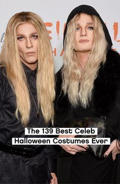 two women dressed as witches posing for the camera with text that reads, the 19 best celeb halloween costumes ever