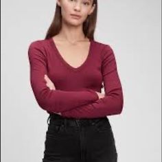 New With Tags Gap Modern V-Neck Long Sleeve T-Shirt Color: Secret Plum Purple Fitted Silhouette Hugs Your Curves. Hits At The Hip. Finely Ribbed Supima-Modal Blend. Long Sleeves. V-Neck. #905050 58% Cotton, 39% Modal, 3% Spandex Machine Wash. Imported. J Crew Banana Republic Athleta Lululemon Lilly Pulitzer James Perse Plum Aubergine Trendy Stretch Tops By Gap, Trendy Stretch Tops From Gap, Red V-neck Top For Layering, Gap Fitted Tops For Fall, Trendy V-neck T-shirt For Fall, Gap Crew Neck Tops For Fall, Trendy Long Sleeve Tops By Gap, Trendy Long Sleeve Tops From Gap, Gap Tops For Spring Layering