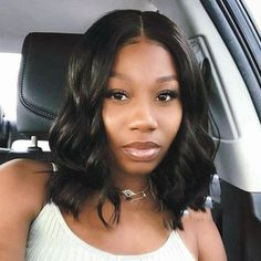 Middle Part Closure Bob Wigs 4x4 Glueless Human Hair Lace Wigs Pre-plucked 180% Density -SULMY | SULMY. Middle Part Closure Bob, Wavy Hair Bob, Kręcony Bob, Bob Body Wave, Middle Part Closure, Body Wave Bob, Wavy Curls, Wavy Bob Hairstyles, Wavy Bob