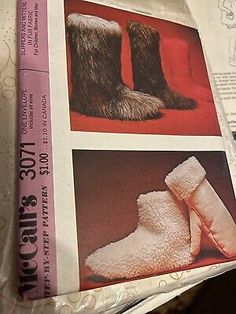 Vintage 1971 Mcalls 3071 Boot Slippers & Mittens In Fur Fabric Pattern | eBay Boot Slippers, Fur Fabric, Fur Fabrics, Fabric Pattern, Slipper Boots, Ugg Boots, Fabric Patterns, Slippers, Thank You