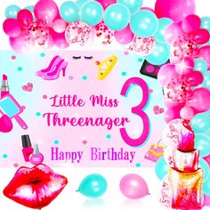 PRICES MAY VARY. Perfect Little Miss Threenager Sign:This design features makeup party and 3rd birthday as the main theme, In order to create more sweet and cute birthday party atmosphere, we add the blue color as the addition, which will make the party more warm, sweet and luxury, which is popular with 3 year old girls. Little Miss Threenager Birthday Decorations: You will get 1 x little miss threenager backdrop 48 x 60 inch, 1 x lips foil balloon 29.53 inches, 1 x lipstick foil balloon 49 x 18 3yrs Old Birthday Party Ideas Girl, Three Year Old Girl Birthday Theme, 3 Birthday Party Girl Theme, Threenager Birthday Party, 3rd Birthday Decorations, Threenager Birthday