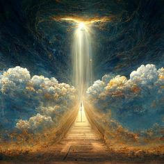 an image of a person standing in the middle of a tunnel that is surrounded by clouds