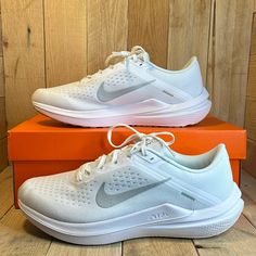 Nike Women's Winflo 10 White, Pure Platinum, Metallic Silver White/Pure Platinum/Metallic Silver Condition: New With Box. Box Has Some Damage As Shown In Pictures Size: Women's 10 Style: Dv4023 102 Carefully Packaged, Boxed, And Shipped Asap. Reach Out With Any Questions! Bundle With Another Item To Get 10% Off Shoes In Photos Are The Exact Pair You Are Purchasing White Running Shoes With Ortholite Insole, Nike White Sneakers With Ortholite Insole, White Slip-on Running Shoes With Ortholite Insole, White Slip-on Running Shoes With Air Max Cushioning, Nike White Running Shoes With Arch Support, White Nike Running Shoes With Arch Support, White Running Shoes With Perforated Toe Box, White Slip-on Running Shoes With Perforated Toe Box, Nike Tanjun