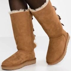 Ugg Chesnut Bailey Bow Tall Ii Boots Size 6 In Chestnut Suede Gently Used Original Box Is Not Included Tall Ugg Boots Outfit, Tall Ugg Boots, Tall Ugg, Ugg Boots Outfit, Ugg Boots Tall, Ugg Bailey, Shoes Ugg, Bailey Bow, Womens Uggs