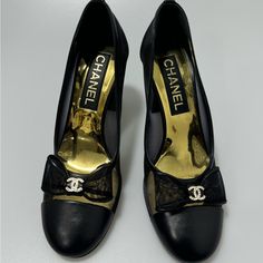 Chanel Bow Tie Cc Leather Pumps Black Women’s Eu 36.5/Us 6.5 $1,225. New Without Box. Dust Bags Included. Chanel Leather Pumps From The Cruise 2023 Collection By Virginie Viard Black Interlocking Cc Logo Crystal & Bow Accents Round-Toes Includes Dust Bags Heel Height 3.5” Luxury Patent Leather Court Shoes With Branded Insole, Luxury Calf Leather Court Shoes With Contrasting Heel, Luxury Calf Leather Court Shoes With Contrasting Heel Counter, Calf Leather Court Shoes With Round Toe For Party, Luxury Court Shoes With Padded Heel For Evening, Black Luxury Patent Leather Court Shoes, Luxury Black Patent Leather Court Shoes, Luxury Calf Leather Evening Court Shoes, Classic Black Calf Leather Court Shoes