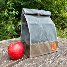 Large Waxed Canvas Lunch Bag, a personalized gift, made in USA Lunch Sack, Fruit Pies