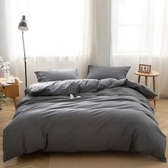 PRICES MAY VARY. Material: Made of 100% washed cotton, like your favorite, soft comfy, well-worn cotton shirt, breathable to keep you cool in the summer and dry and warm in the winter. King Size Package Includes: Duvet Cover (1 piece):104"W x 90"L; Pillow Shams( 2 pieces): 20"W x 36"L;Duvet/comforter inside is not included, needed to be purchased separately. Duvet Cover: Hidden zip closure，The zipper part contains two zipper heads, which are more durable and durable; Four interior corner ties ke Style Bedding, Grey Linen Bedding, King Duvet Cover Sets, Full Bedding Sets, Two Face, Bedding Duvet, Cotton Bedding Sets, King Bedding Sets, Queen Bedding Sets