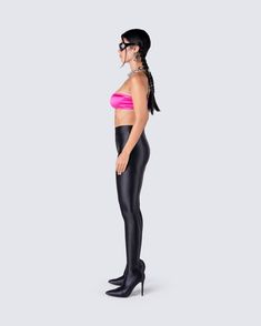 Leave them shook by just your presence alone in this sickening two-piece set 🖤 With a bold magenta top and black high heel leggings - this fit screams “sleek and sexy” 💅 Pink Stretch Leggings For Night Out, Stretch Pink Leggings For Night Out, Sleek Fitted Leggings For Club Wear, Sleek Fitted Leggings For Club, Pink Tight Leggings For Party, Pink Party Leggings, Edgy Stretch Leggings For Party, Magenta Top, Black Off Shoulder Top