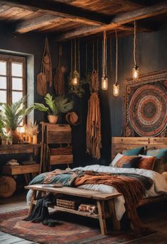 45 Creative Boho Bedroom Decor Ideas To Inspire You Bedroom For Teenage Girl, Colorful Bohemian Bedroom Decor, Colorful Bohemian Bedroom, Boho Bedroom Green, Modern Bohemian Bedroom Decor, Bohemian Bedroom Ideas, Bedroom Canvas Art, Rustic Bedding Sets, Modern Bohemian Bedroom