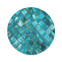 a plate with blue tiles on it