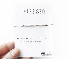 Blessed Morse code bracelet * Mantra bracelet * Best friends gift * Christmas gift * Birthday gift * A Morse code is a unique way to express and share your thoughts and feelings. Wear it as a daily reminder of your secret message. A dainty piece of jewelry with a secret message, that only you and recipient will know. The perfect gift for yourself or your loved ones. D E T A I L S ---------------- This listing is for ONE bracelet presented on a message card with coded word ''BLESSED''. It is made Bracelet With Meaning Messages, Sterling Silver Friendship Bracelets As Gift, Minimalist Jubilee Bracelet Wristband As Gift, Silver Minimalist Wristband As Gift, Silver Minimalist Wristband For Gift, Hypoallergenic Bracelet Wristband As Gift, Minimalist Jubilee Friendship Bracelet As Gift, Nickel Free Beaded Bracelets For Mother's Day Gift, Minimalist Handmade Wristband As Gift