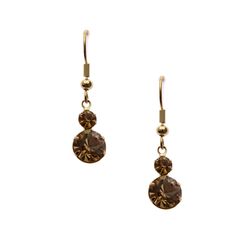 Gold Light Colorado Topaz Huggy Wire Earrings Classic Brown Jewelry With Matching Earrings, Classic Nickel-free Crystal Drop Earrings, Brown Dangle Jewelry For Formal Occasions, Brown Drop Earrings With Ear Wire, Hypoallergenic Brown Round Earrings, Hypoallergenic Brown Drop Earrings, Classic Brown Round Earrings, Elegant Brown Hypoallergenic Earrings, Gold Light